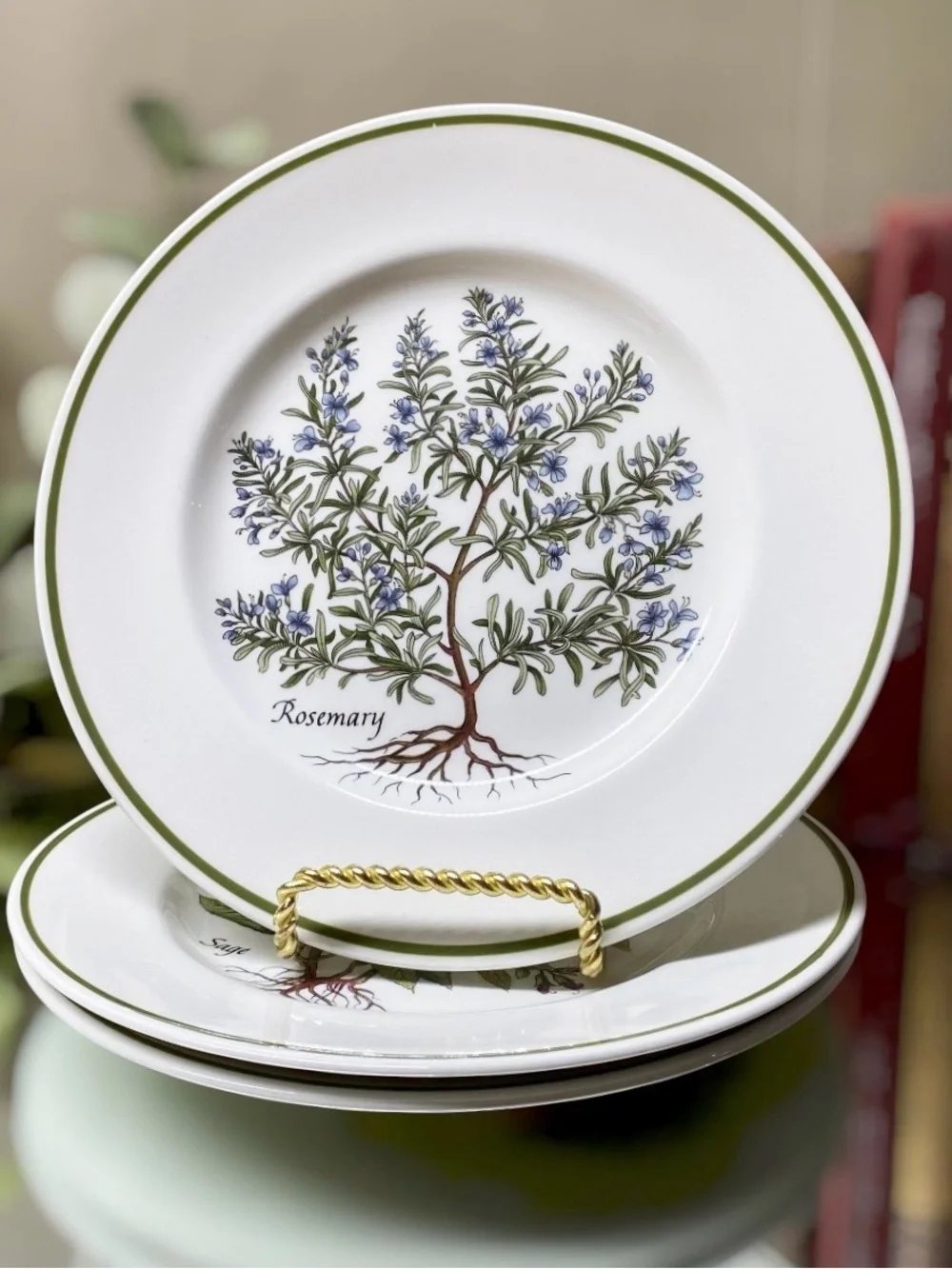 3 Tiffany & Co Johnson Brothers Herbs Salad Plates 7 7/8” Rosemary Sage Parsley
